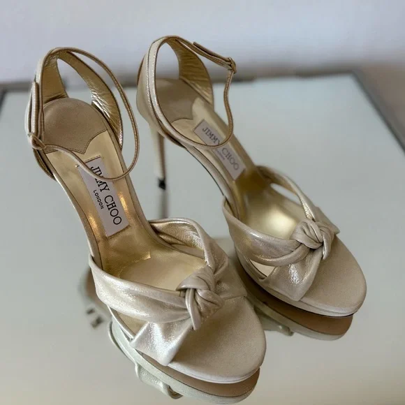 New Jimmy Rosie 100 Shimmer Suede Sandals $1,095 39 - Picture 3 of 11